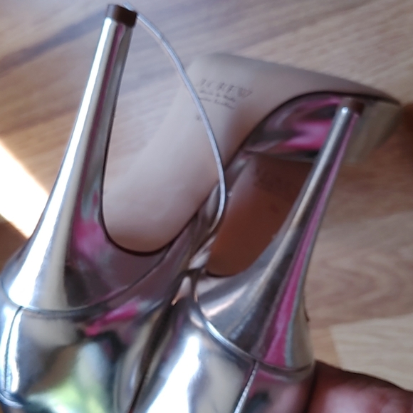 J. Crew silver metallic heels with ankle strap. In box. - Picture 6 of 8